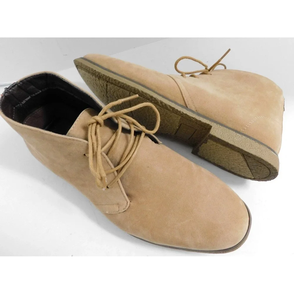 Oak & Rush Men's Ankle Lace Up Fashion Microsuede Chukka Boots Beige sz 10.5